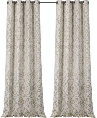 Living 2 Pack Reversible Geometric Room Darkening Grommet Curtains - 38 in. W x 84 in. L, Lavender/Purple