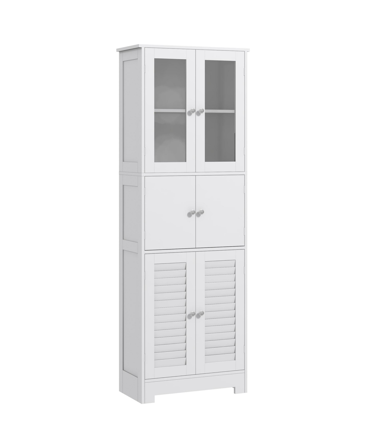 67" Tall Bathroom Storage Cabinet Towel Cabinet with Louv Doors - White