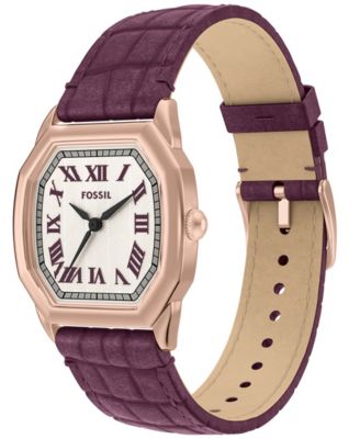 Women's Harlow Three-Hand Burgundy Croco Leather Watch, 27mm