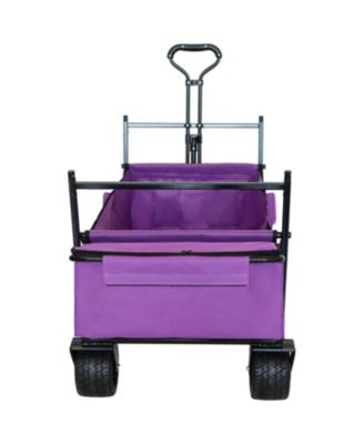 Collapsible Wagon with Canopy All-Terrain Wheels Purple