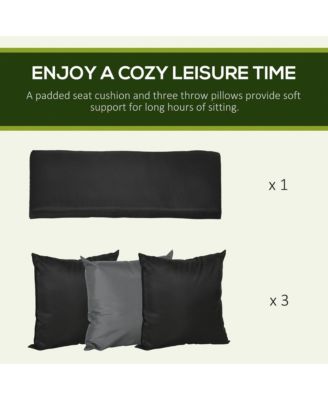 3-Seat Patio Swing Chair, Porch Swing Glider with Cushion, 3 Throw Pillows & Adjustable Canopy for Porch, Garden, Poolside, Backyard, Black