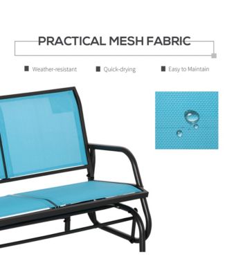 2-Person Outdoor Glider Bench, Patio Double Swing Rocking Chair Loveseat w/ Powder Coated Steel Frame for Backyard Garden Porch, Blue