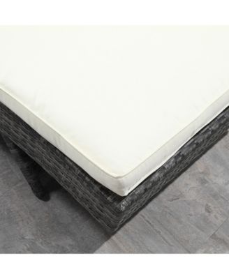 Wicker Chaise Lounge Pool Chair, Outdoor PE Rattan Cushioned Patio Sun Lounger w/ 5-Level Adjustable Backrest & Wheels for Easy Movement, Cream White