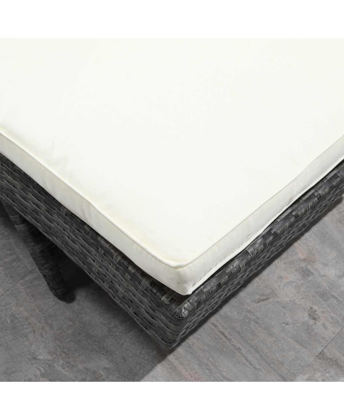 Wicker Chaise Lounge Pool Chair, Outdoor Pe Rattan Cushioned Patio Sun Lounger w/ 5-Level Adjustable Backrest & Wheels for Easy Movement, Cream White