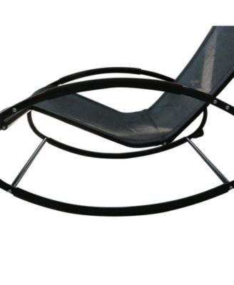 Pool Lounger, Outdoor Rocking Lounge Chair for Sunbathing, Pool, Beach, Porch with Pillow & Cool Mesh, Sun Tanning Rocker, Black