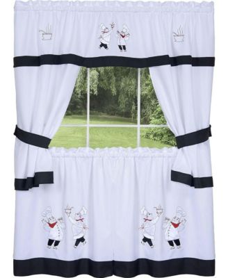 Gourmet Pastry Chef Complete 5 Piece Cottage Kitchen Curtain Swag Valance & Tier Set - 58 in. W x 36 in. L