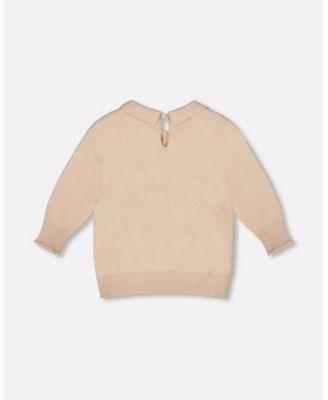 Girl 3/4 Sleeve Knitted Sweater Beige - Child