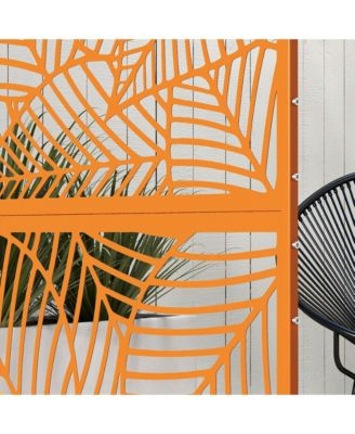 Metal Privacy Screen 6.5' Outdoor Divider Leaf Motif,