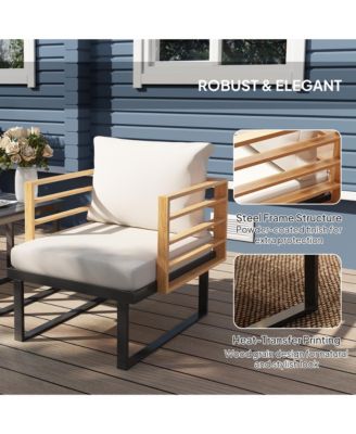 Metal Outdoor Bistro Set, Small Patio Set with Cushions,