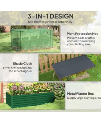Galvanized Raised Garden Bed with Crop Cage & Shade Cloth,