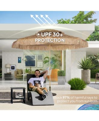 10FT Thatched Tiki Patio Umbrella, UPF30+ Outdoor Umbrella