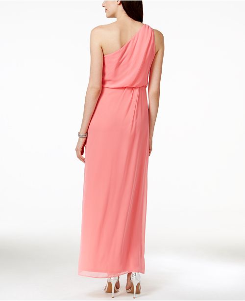 Adrianna Papell Adrianna By One-Shoulder Chiffon Draped Gown - Dresses ...