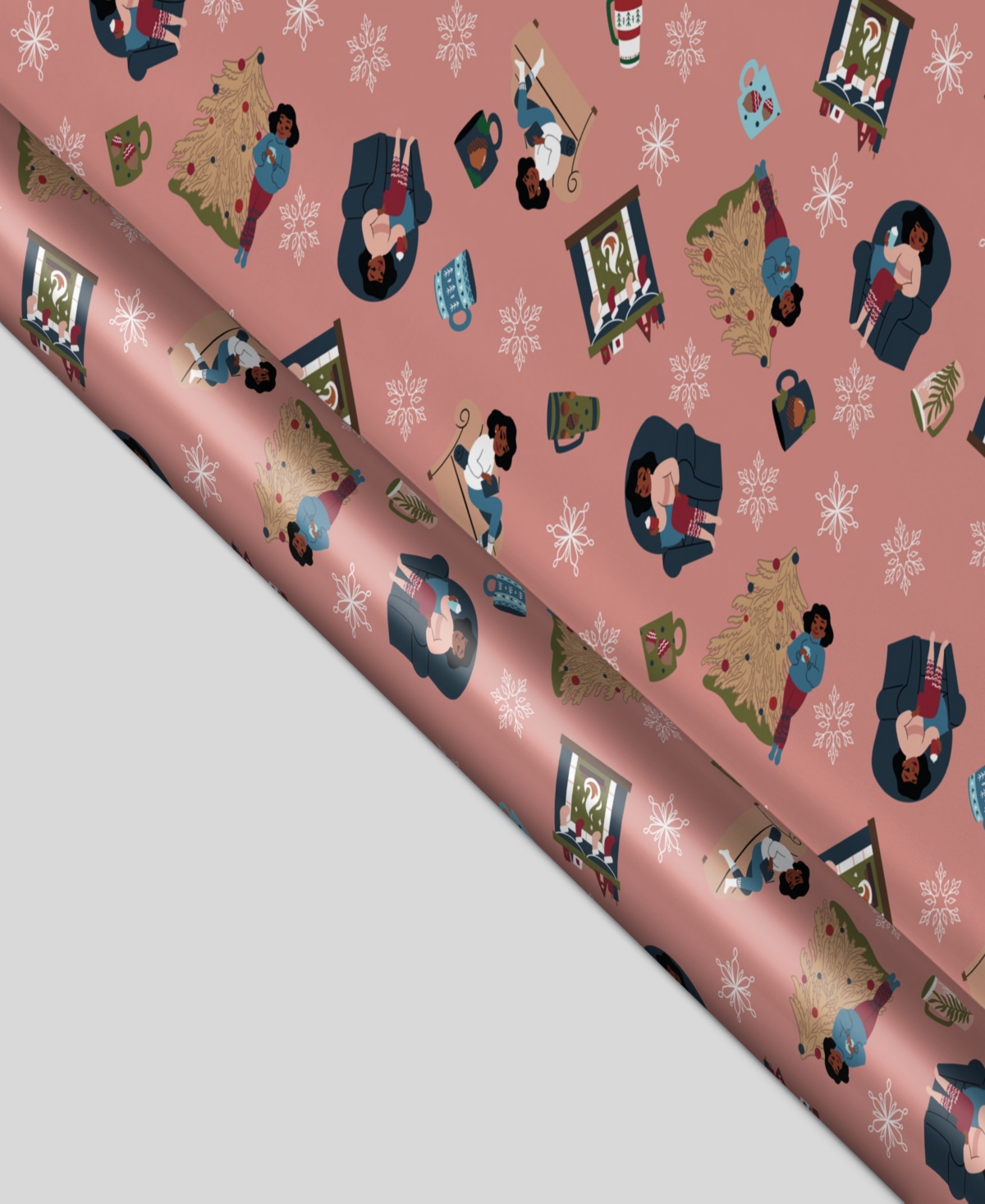 Black Paper Party Holly Me Time Gift Wrap In Pink