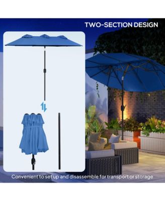 9.5' Double-sided Patio Umbrella with Push Button Tilt,