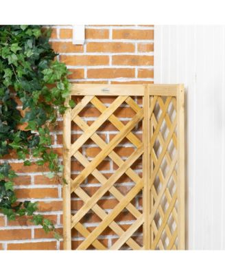 Raised Garden Bed, Wooden Planter with Trellis for Vine Climbing