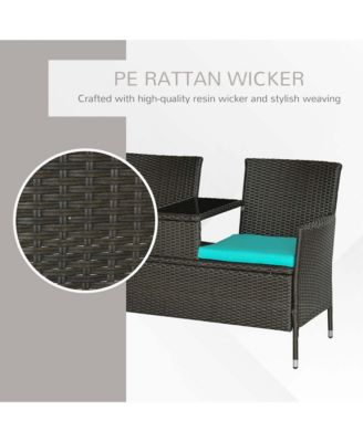 2-in-1 Outdoor Loveseat & Table Set,