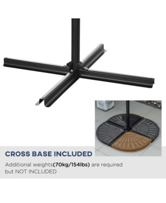 10' Cantilever Umbrella Offset Patio Umbrella w/ Cross Base,
