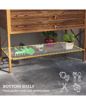 Galvanized Raised Garden Bed with Legs and Storage Shelf