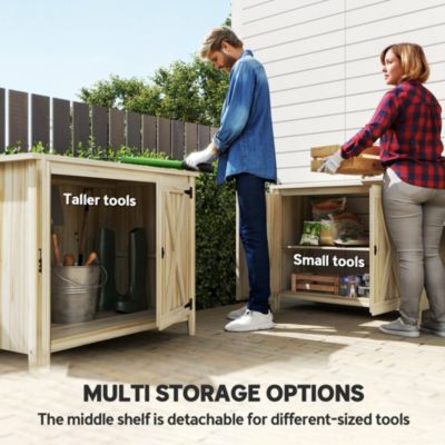 Wood Outdoor Storage Cabinet Potting Shed with Shelf,
