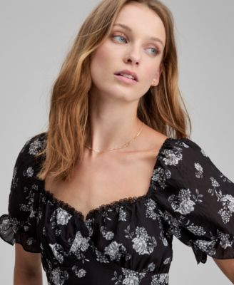 Petite Lace Trim Babydoll Dress