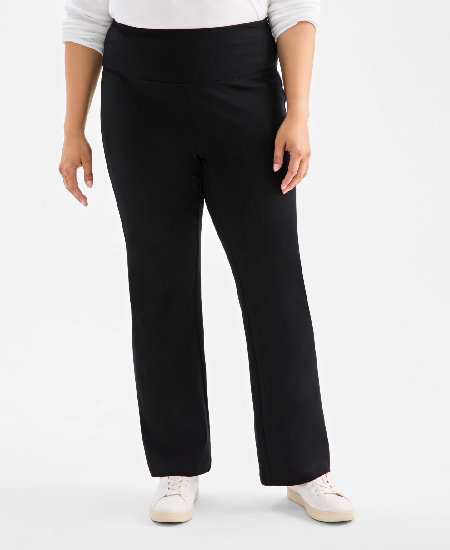 Женские брюки Style & Co Plus Size High-Rise Bootcut Ponte, цвет: Глубокий чёрный — фото 2