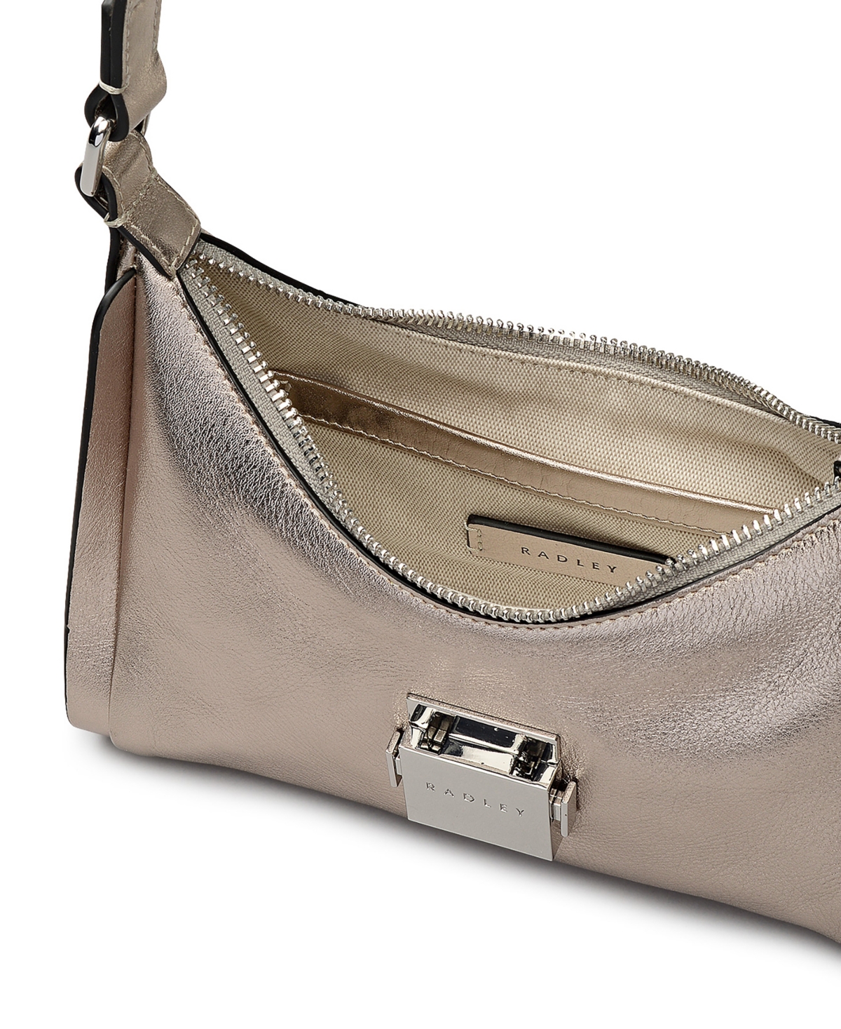 Radley London Sloane Mews Metallic Small Zip Top Shoulder Bag In Gold