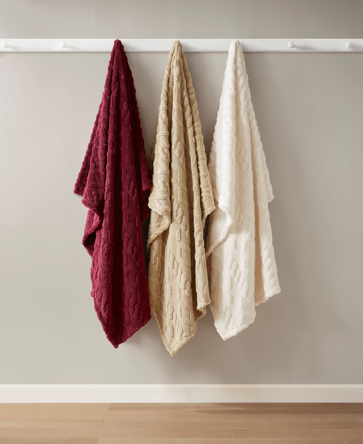 Premier Comfort Cozy Cable Throw Blanket, 50" X 60" In Burgundy