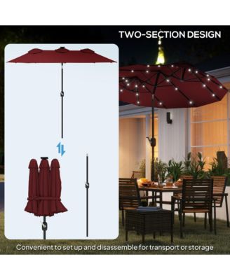 9.7' Double-sided Patio Umbrella with Tilt, Wine