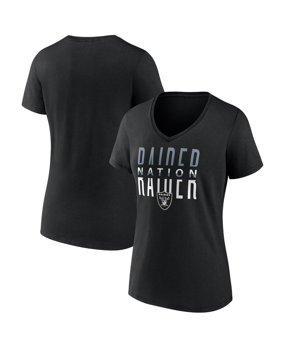 Fanatics Women's Black Las Vegas Raiders Back Home Again V-neck T-shirt In Black