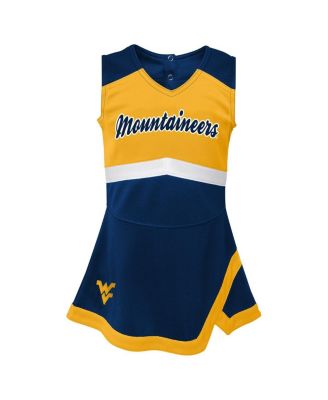 Girls Toddler Navy West Virginia Mountaineers Cheer Captain Dress with Bloomers
