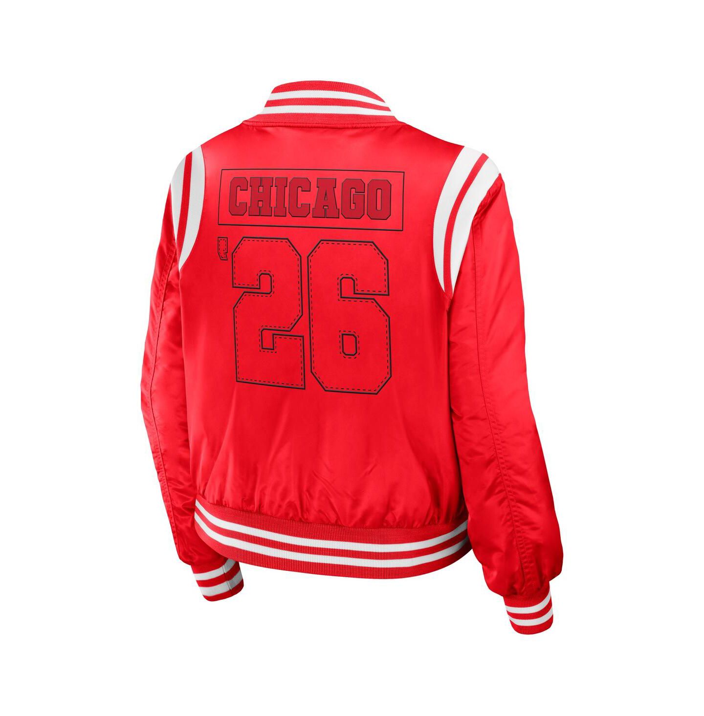 Женская куртка WEAR by Erin Andrews Red Chicago Blackhawks Baller Full-Zip Bomber — фото 3