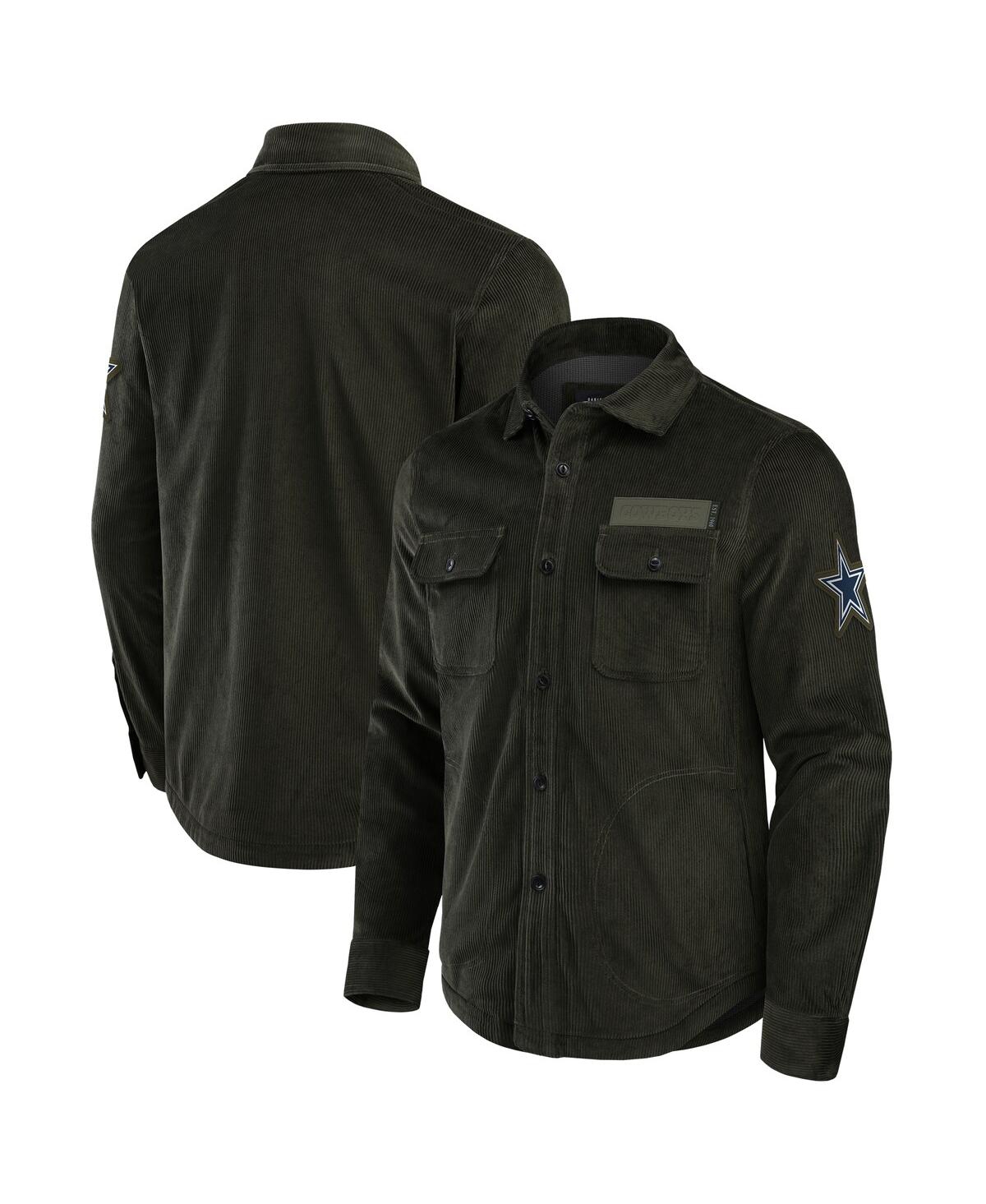 Men's Olive Dallas Cowboys Corduroy Button-Up Shacket - Olive