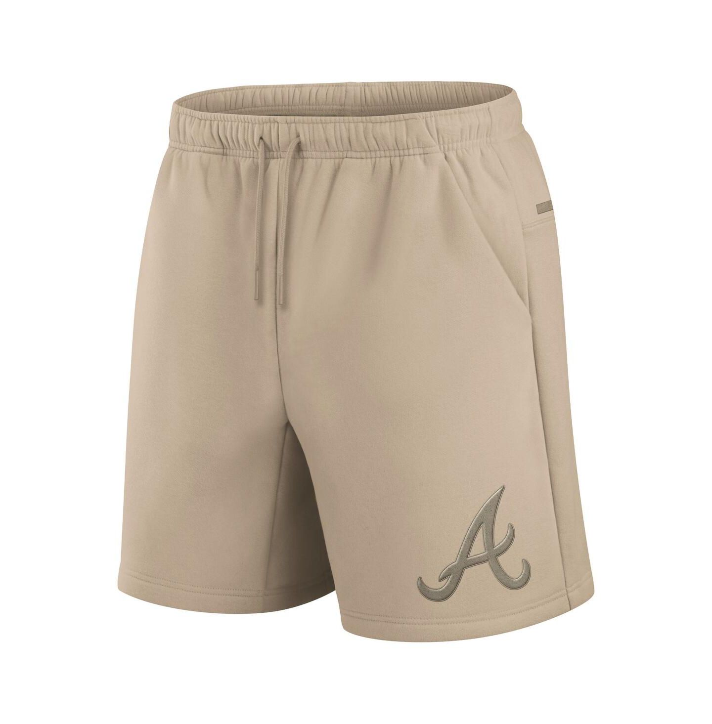 Шорты Fanatics Khaki Atlanta Braves Elements Super Soft Fleece — фото 2