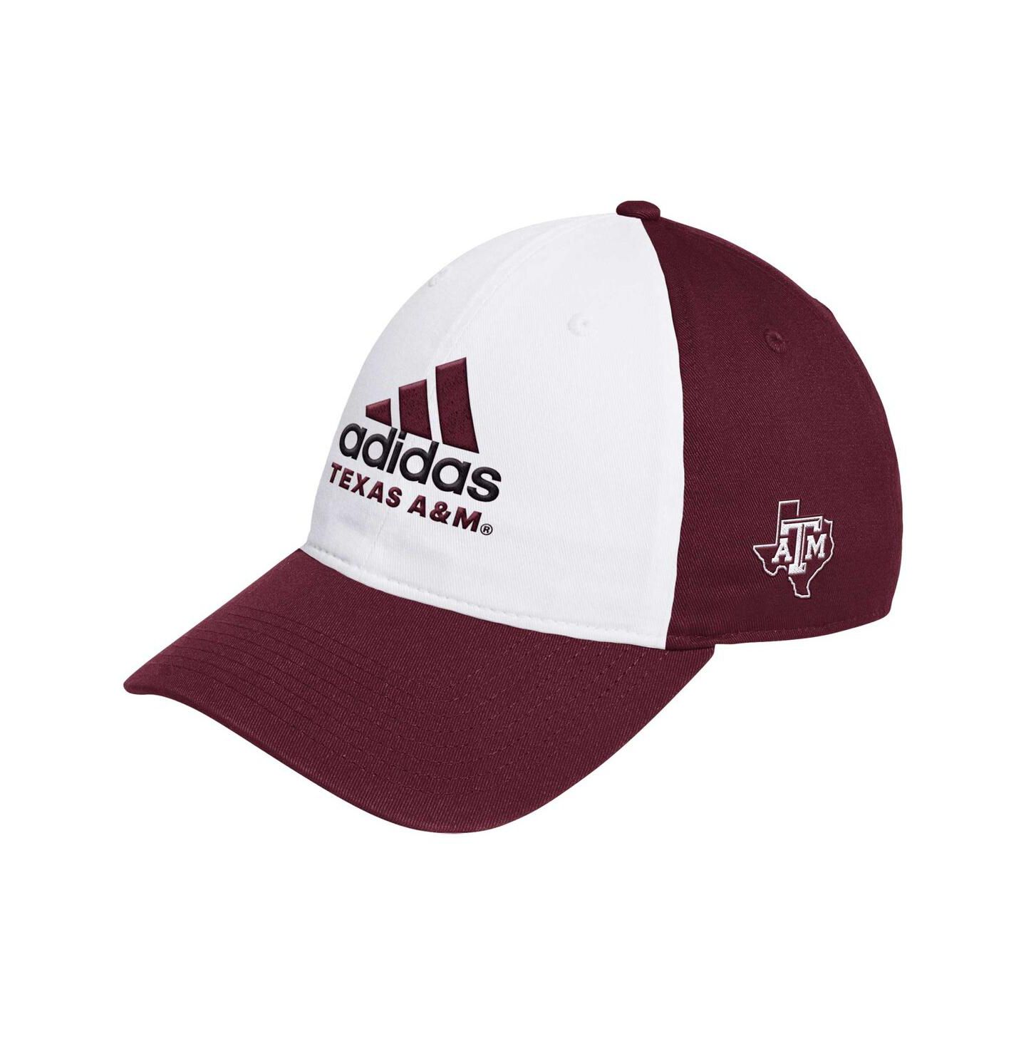 Мужская кепка adidas White/Maroon Texas A&M Aggies Slouch Adjustable Hat — фото 1