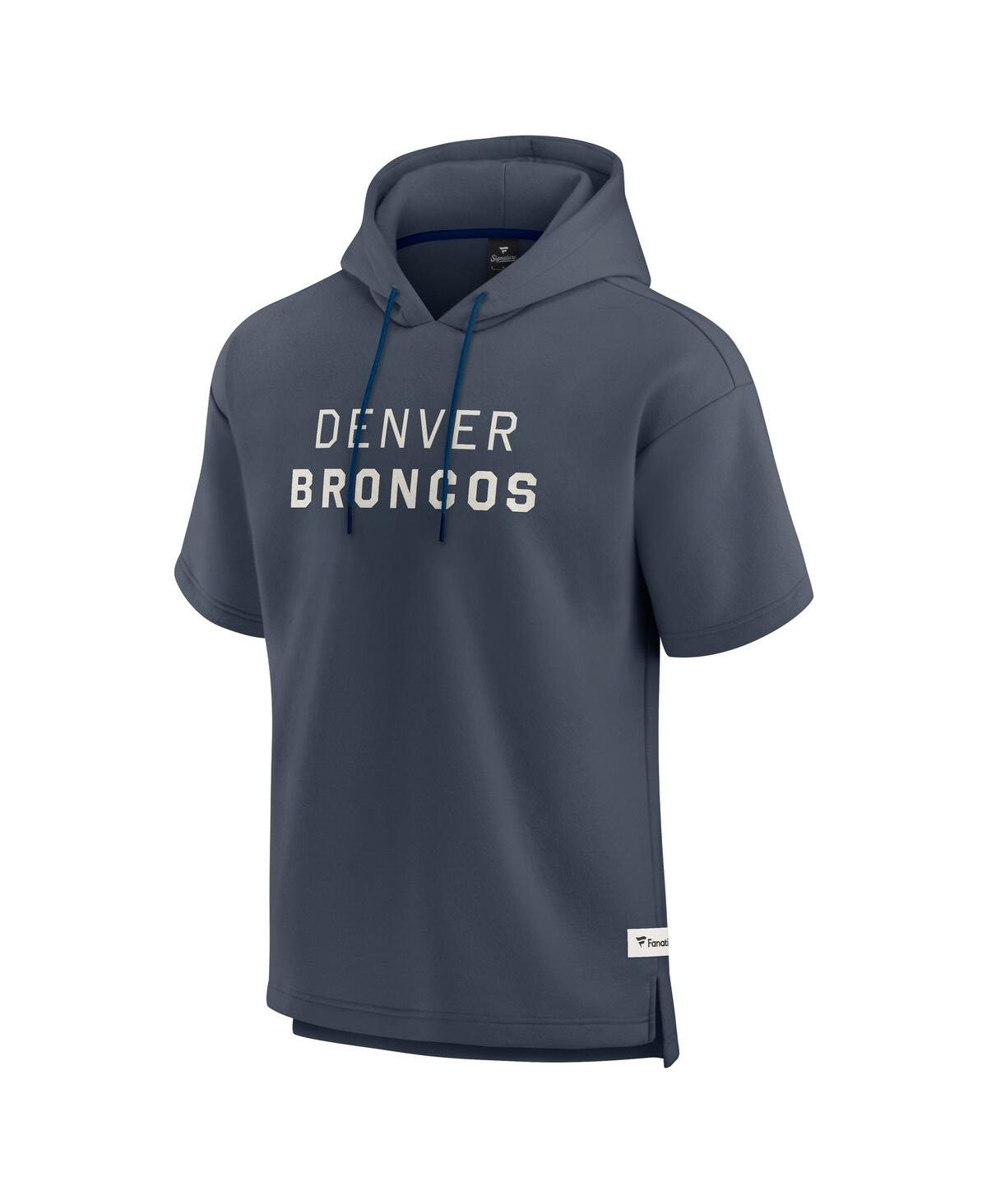 Fanatics Men's Navy Denver Broncos Elements Future Ground Lettering Short Sleeve Pullover Hoodie In Blue
