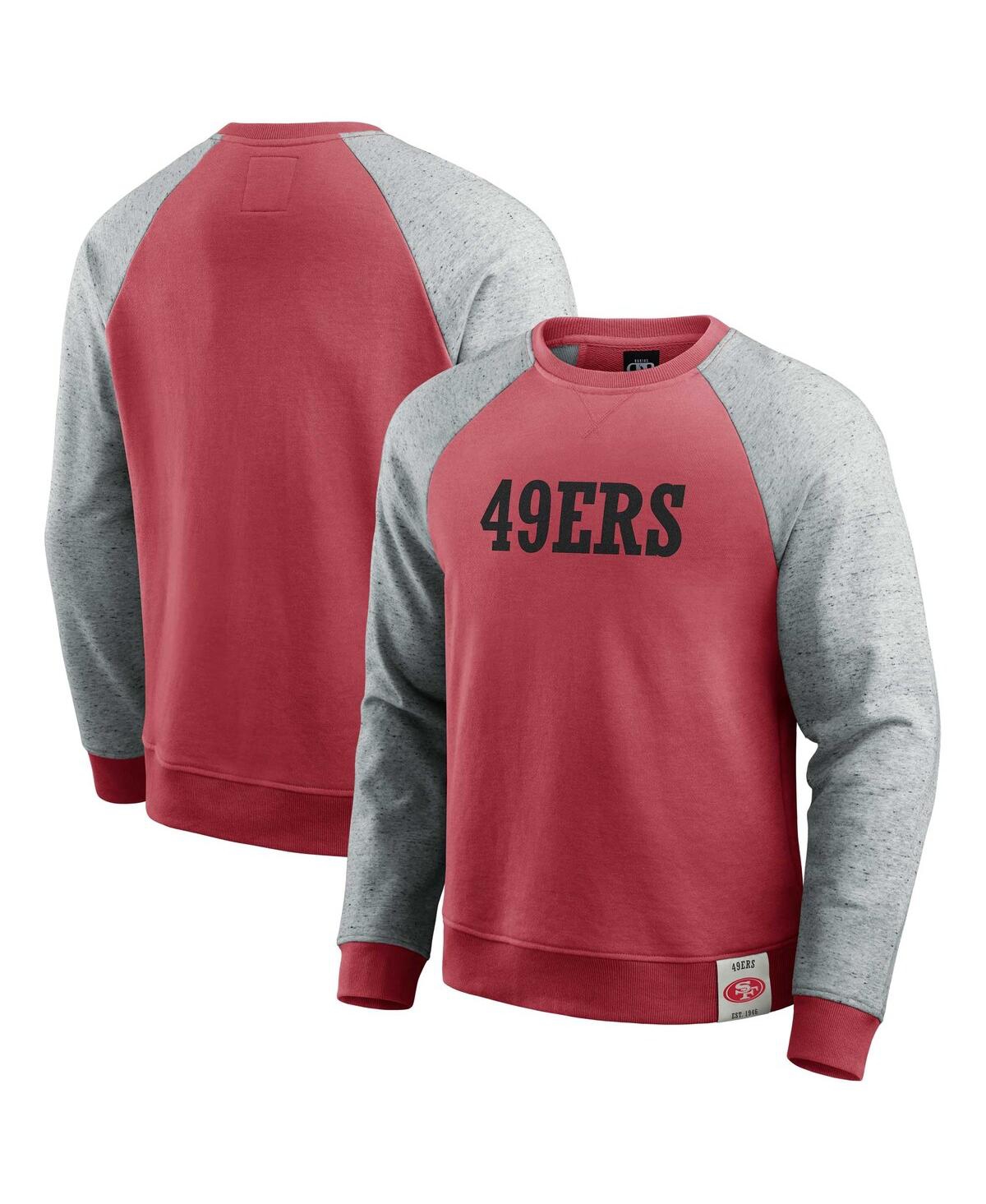 Men's Scarlet/Heather Gray San Francisco 49ers Color Block Pullover Sweatshirt - Scarlet, Heather Gray