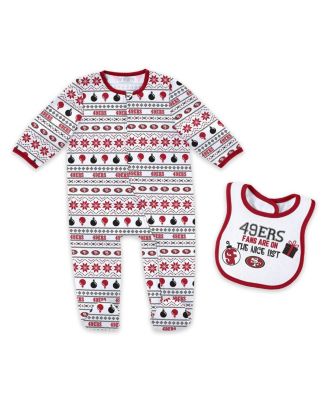 WEAR by Erin Andrews - Baby Boys and Girls San Francisco 49ers Allover Print Full-Zip Sleeper Bib Set