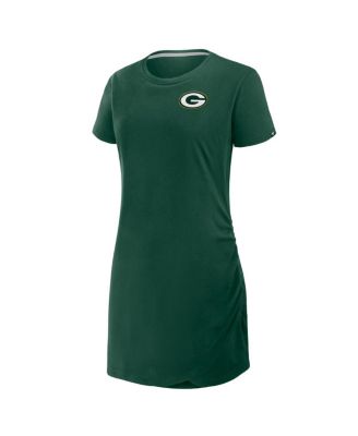 Women's Green Green Bay Packers Ruched Drape T-Shirt Dress