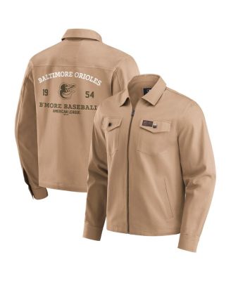 Fanatics - Men's Tan Baltimore Orioles Distressed Washed Full-Zip Jacket