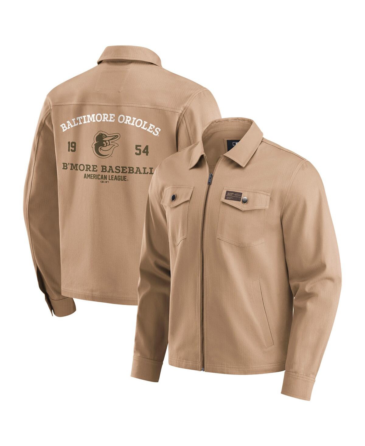 Darius Rucker Collection by Fanatics Men's Tan Baltimore Orioles Distressed Washed Full-Zip Jacket - Tan