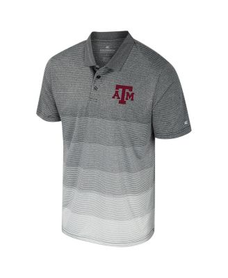 Men's Gray Texas A M Aggies Striped Mesh Polo Shirt