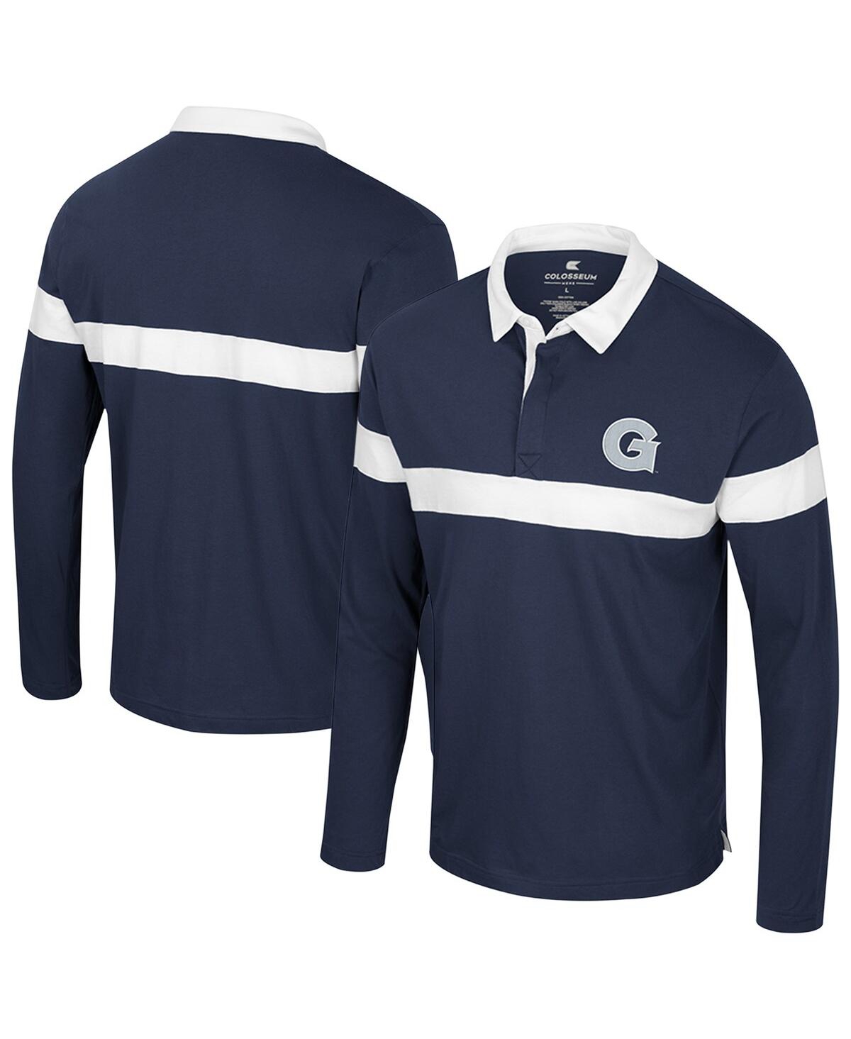 Men's Navy Georgetown Hoyas Too Cool For School Long Sleeve Polo Shirt - Navy