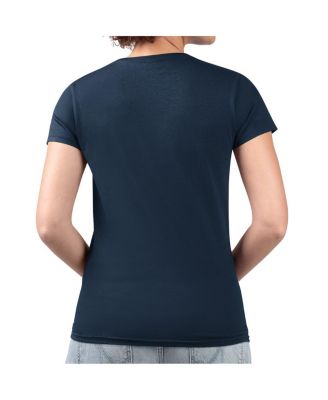 Women's Deep Sea Blue Seattle Kraken Flower Logo Fitted V-Neck T-Shirt