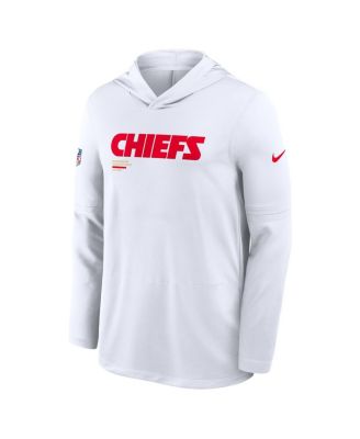 Nike - Men's White Kansas City Chiefs Sideline Pure Fury Performance Long Sleeve Hoodie T-Shirt