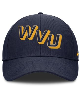 Men's Navy West Virginia Mountaineers Slanted Primetime Rise Performance Adjustable Hat