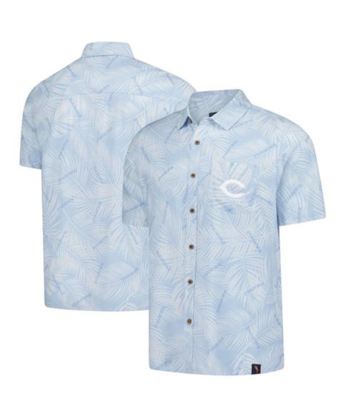 Мужская рубашка Margaritaville Blue Cincinnati Reds Linen Party Button-Up