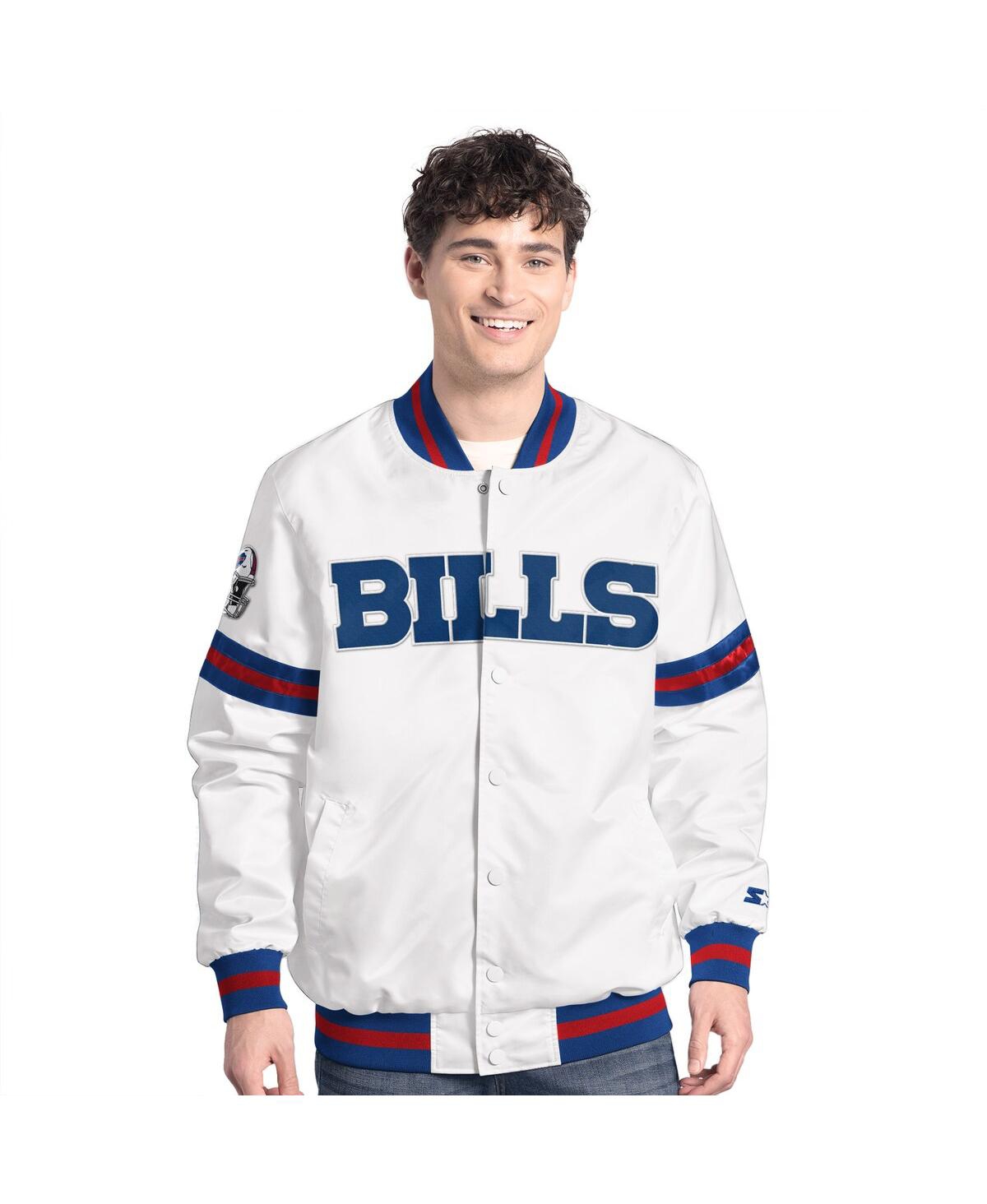 Starter Men's White Buffalo Bills Scout Full-snap Varsity Jacket In White