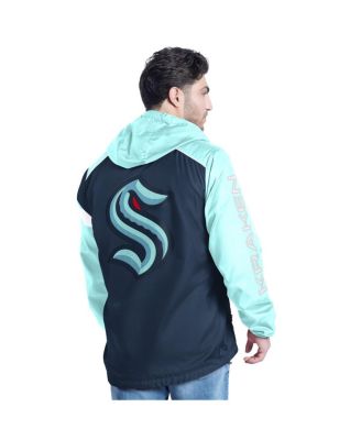 Men's Deep Sea Blue/Light Blue Seattle Kraken Lateral Half-Zip Hoodie Jacket