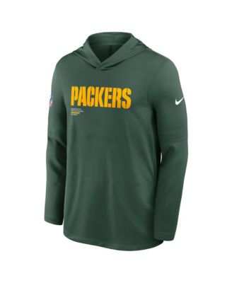 Men's Green Green Bay Packers Big Tall Sideline Performance Long Sleeve Hoodie T-Shirt