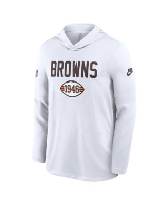Men's White Cleveland Browns Alt Pack Pass Accuracy Performance Long Sleeve Hoodie T-Shirt